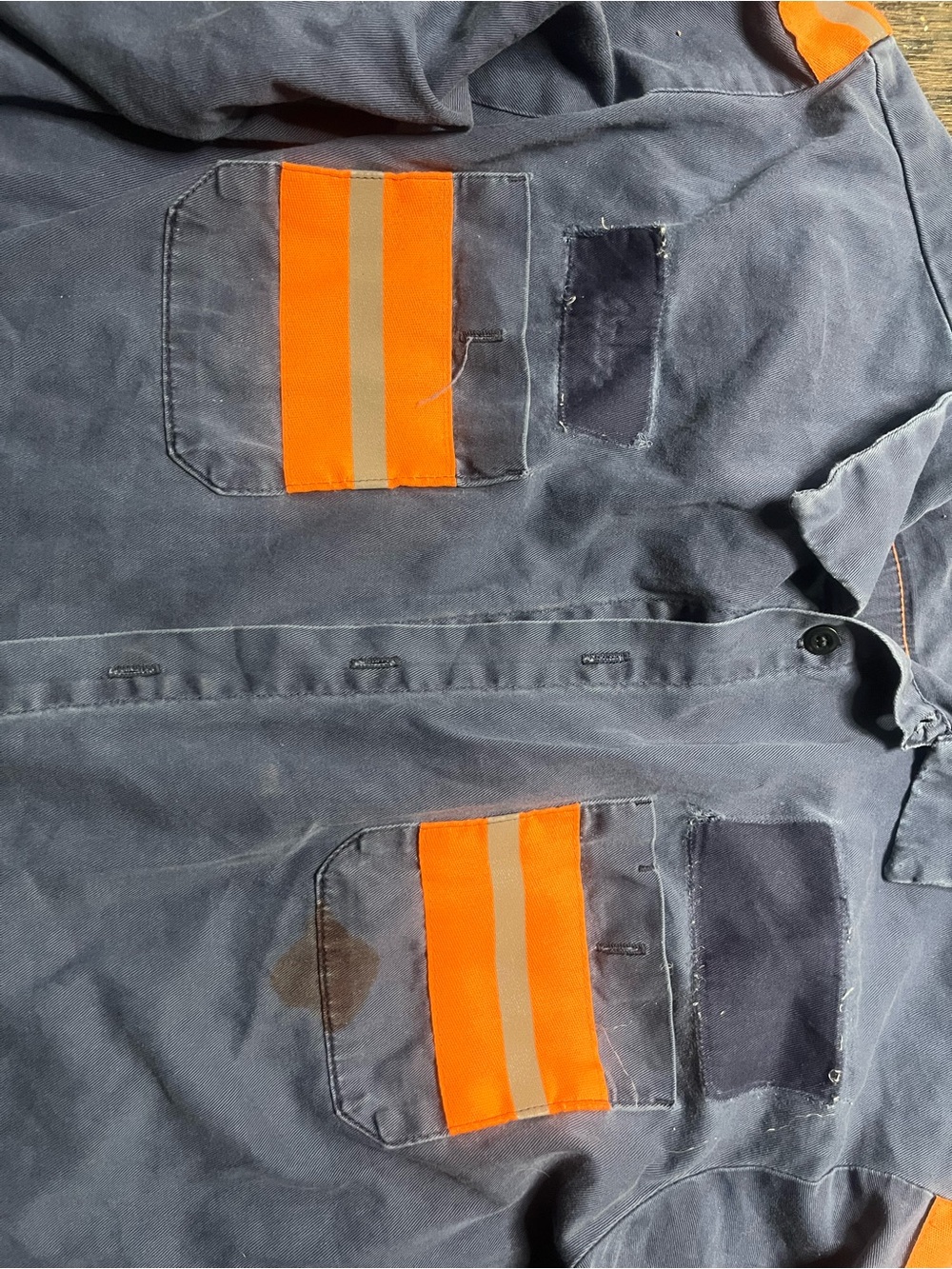 Aramark 1XLL Thrashed Work Shirt Reflective Mechanic Distressed Workwear - Picture 3 of 12